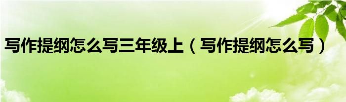 写作提纲怎么写三年级上(写作提纲怎么写)