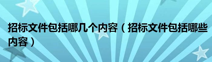 招标文件包括哪几个内容(招标文件包括哪些内容)