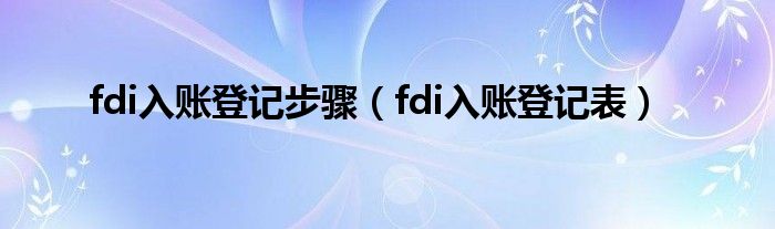 fdi入账登记步骤(fdi入账登记表)