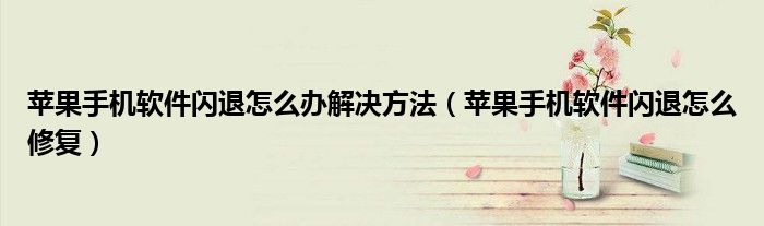 苹果手机软件闪退怎么办解决方法（苹果手机软件闪退怎么修复）