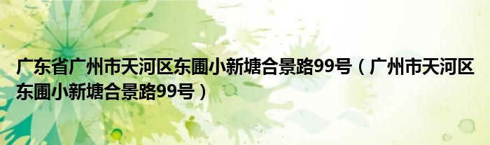 广东省广州市天河区东圃小新塘合景路99号(广州市天河区东圃小新塘合景路99号)