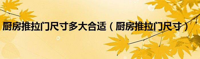 厨房推拉门尺寸多大合适(厨房推拉门尺寸)