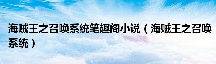 海贼王之召唤系统笔趣阁小说(海贼王之召唤系统)