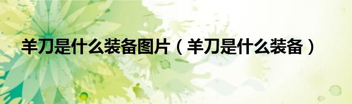 羊刀是什么装备图片(羊刀是什么装备)