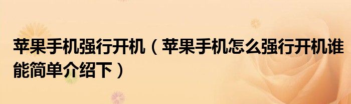 苹果手机强行开机(苹果手机怎么强行开机谁能简单介绍下)