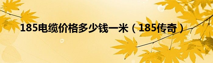 185电缆价格多少钱一米(185传奇)