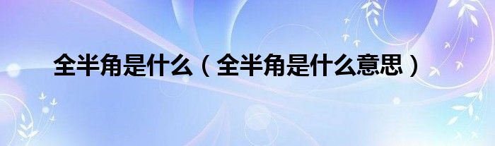 全半角是什么(全半角是什么意思)