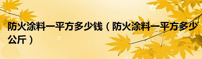 防火涂料一平方多少钱(防火涂料一平方多少公斤)
