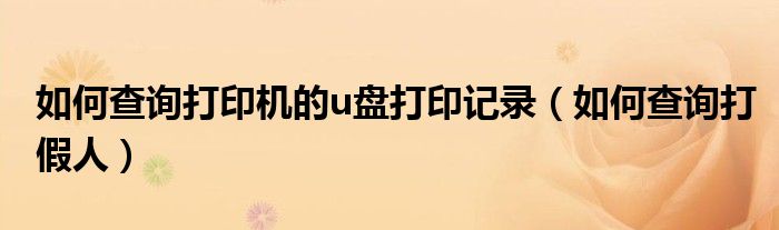 如何查询打印机的u盘打印记录(如何查询打假人)