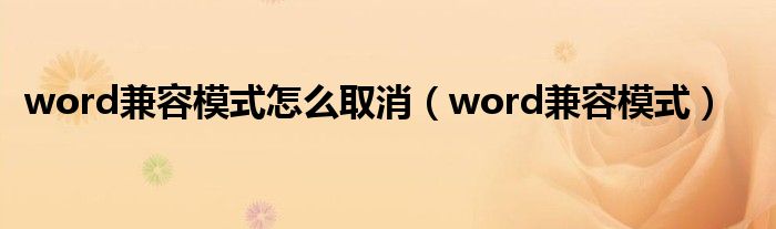 word兼容模式怎么取消(word兼容模式)