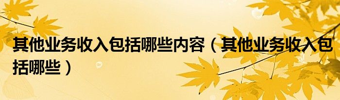 其他业务收入包括哪些内容(其他业务收入包括哪些)