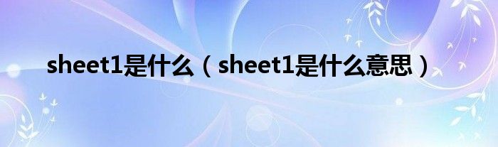 sheet1是什么(sheet1是什么意思)