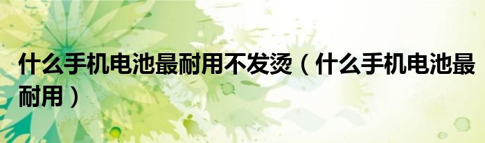 什么手机电池最耐用不发烫(什么手机电池最耐用)