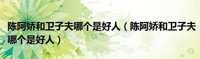 陈阿娇和卫子夫哪个是好人(陈阿娇和卫子夫哪个是好人)