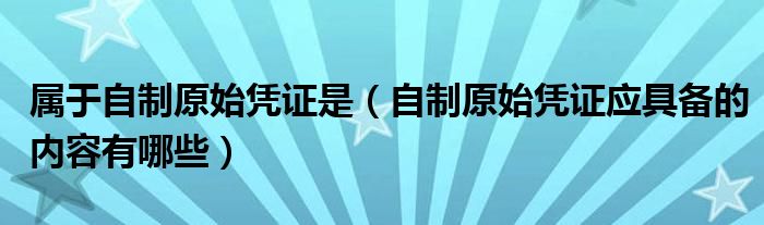 属于自制原始凭证是(自制原始凭证应具备的内容有哪些)