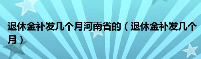退休金补发几个月河南省的(退休金补发几个月)