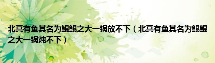 北冥有鱼其名为鲲鲲之大一锅放不下(北冥有鱼其名为鲲鲲之大一锅炖不下)