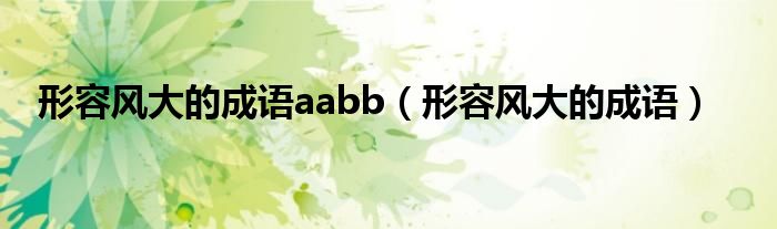 形容风大的成语aabb(形容风大的成语)