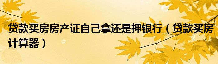贷款买房房产证自己拿还是押银行(贷款买房计算器)