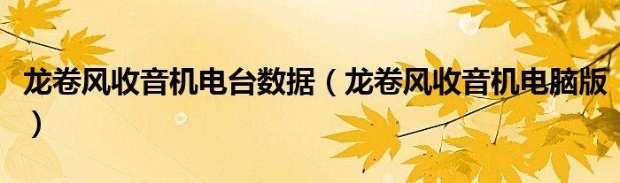 龙卷风收音机电台数据(龙卷风收音机电脑版)