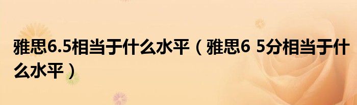 雅思6.5相当于什么水平(雅思6 5分相当于什么水平)