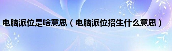 电脑派位是啥意思(电脑派位招生什么意思)