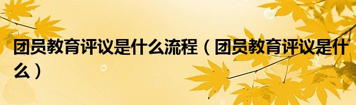 团员教育评议是什么流程(团员教育评议是什么)