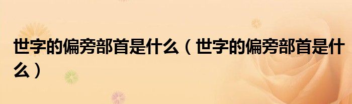 世字的偏旁部首是什么(世字的偏旁部首是什么)