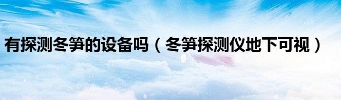 有探测冬笋的设备吗(冬笋探测仪地下可视)