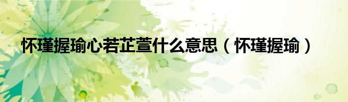 怀瑾握瑜心若芷萱什么意思(怀瑾握瑜)