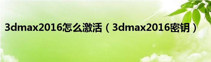 3dmax2016怎么激活(3dmax2016密钥)