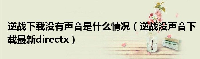 逆战下载没有声音是什么情况(逆战没声音下载最新directx)