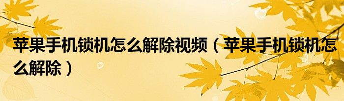 苹果手机锁机怎么解除视频(苹果手机锁机怎么解除)