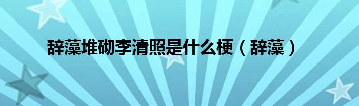 辞藻堆砌李清照是什么梗(辞藻)