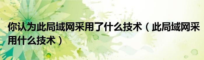 你认为此局域网采用了什么技术(此局域网采用什么技术)