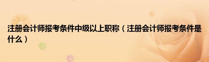 注册会计师报考条件中级以上职称(注册会计师报考条件是什么)
