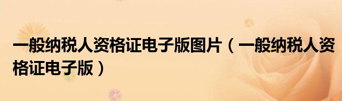 一般纳税人资格证电子版图片(一般纳税人资格证电子版)