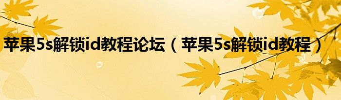 苹果5s解锁id教程论坛（苹果5s解锁id教程）