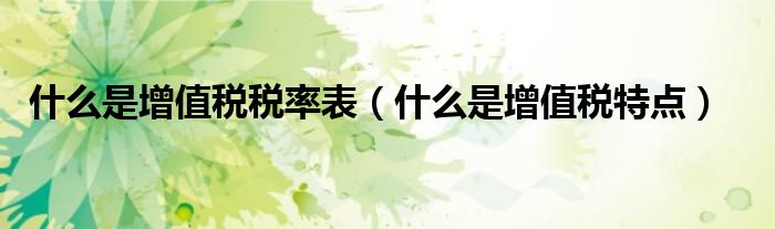什么是增值税税率表(什么是增值税特点)