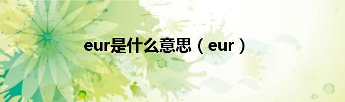 eur是什么意思（eur）