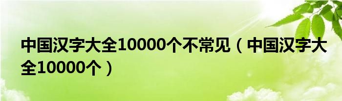 中国汉字大全10000个不常见（中国汉字大全10000个）