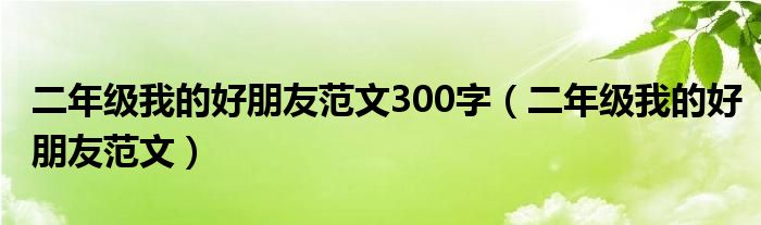 二年级我的好朋友范文300字(二年级我的好朋友范文)