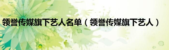 领誉传媒旗下艺人名单(领誉传媒旗下艺人)