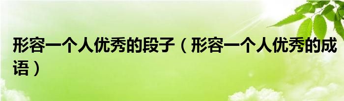 形容一个人优秀的段子(形容一个人优秀的成语)