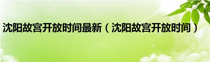 沈阳故宫开放时间最新（沈阳故宫开放时间）