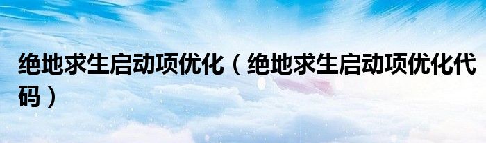 绝地求生启动项优化(绝地求生启动项优化代码)