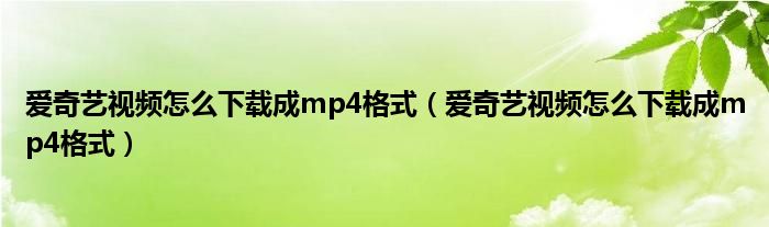 爱奇艺视频怎么下载成mp4格式(爱奇艺视频怎么下载成mp4格式)