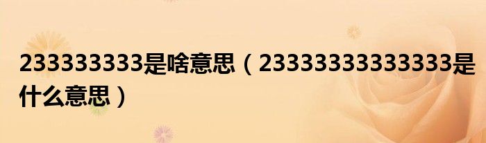 233333333是啥意思(23333333333333是什么意思)
