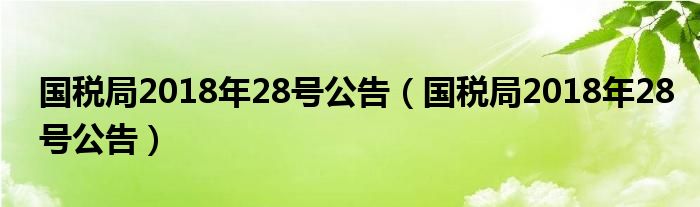 国税局2018年28号公告(国税局2018年28号公告)