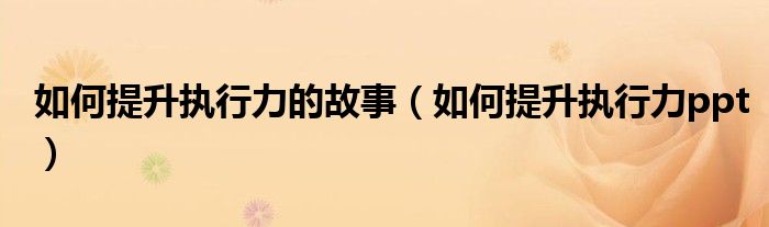 如何提升执行力的故事(如何提升执行力ppt)
